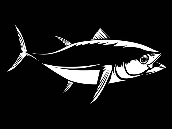 Atum Grande Pesca Ilustração Logotipo Branco Ilustração Pode Ser Usado — Vetor de Stock