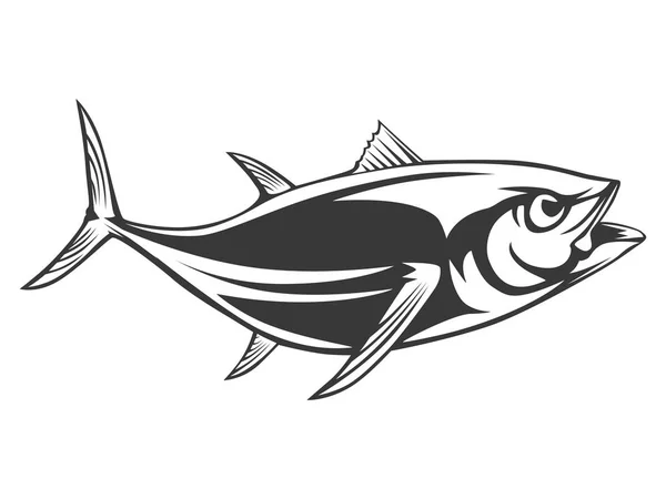 Тунец Большой Рыбалки Белой Иллюстрации Логотипа Иллюстрация Использована Создания Логотипа — стоковый вектор