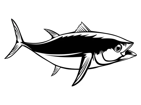 Atún Gran Pesca Ilustración Del Logotipo Blanco Ilustración Puede Utilizar — Vector de stock