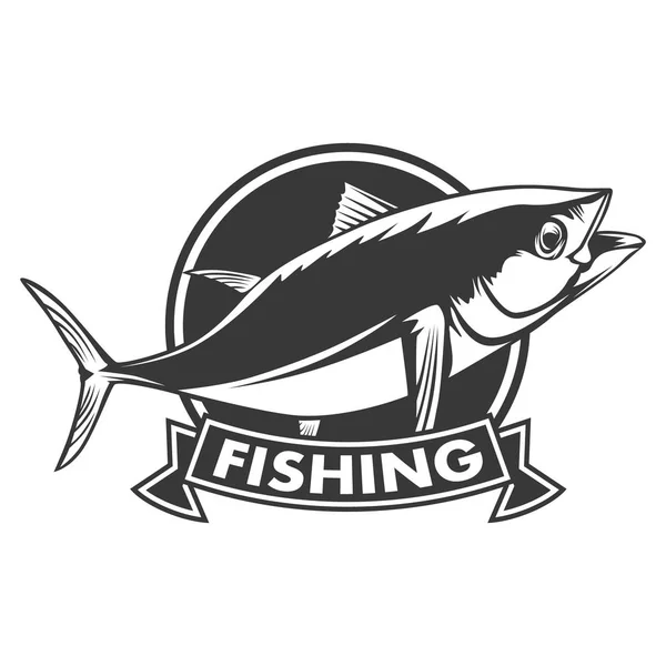 Atún Gran Pesca Ilustración Del Logotipo Blanco Ilustración Puede Utilizar — Vector de stock