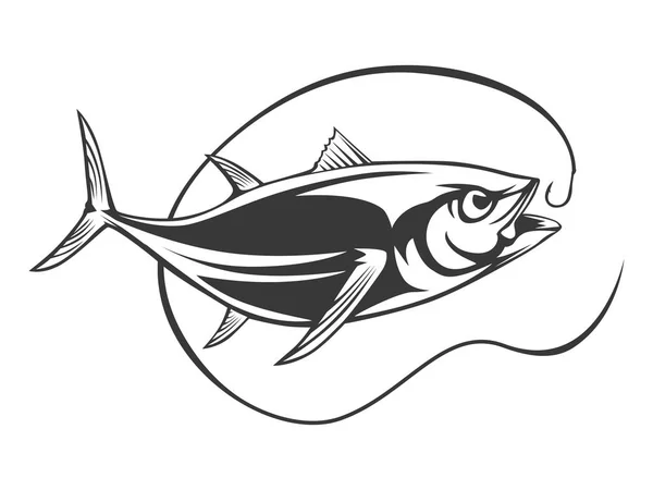 Μεγάλο Αλιεία Τόνου Λευκό Λογότυπο Εικονογράφηση Εικονογράφηση Μπορεί Χρησιμοποιηθεί Για — Διανυσματικό Αρχείο