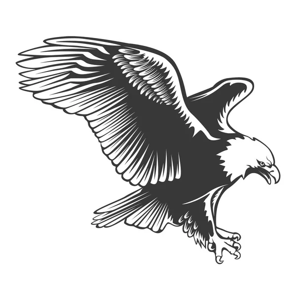 Emblème Aigle Isolé Sur Une Illustration Vectorielle Blanche Symbole Américain — Image vectorielle