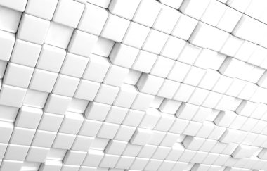 Beyaz küpleri 3d render soyut geometrik şekil