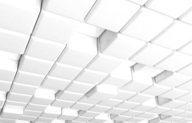 Beyaz küpleri 3d render soyut geometrik şekil