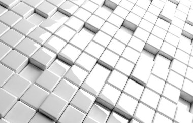 Beyaz küpleri 3d render soyut geometrik şekil