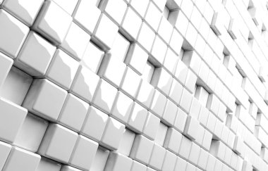 Beyaz küpleri 3d render soyut geometrik şekil