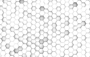 Beyaz altıgen 3d arka plan doku. 3D render illüstrasyon. Fütüristik soyut afiş.