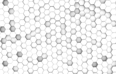 Beyaz altıgen 3d arka plan doku. 3D render illüstrasyon. Fütüristik soyut afiş.