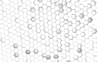 Beyaz altıgen 3d arka plan doku. 3D render illüstrasyon. Fütüristik soyut afiş.