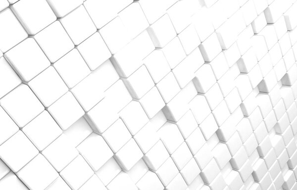 Abstract geometric shape of white cubes 3d render background