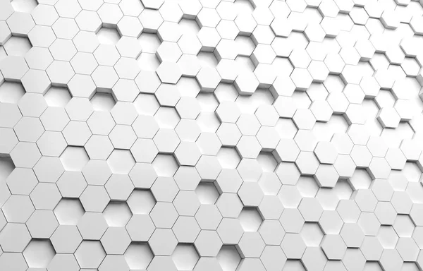 Textura Fundo Hexágono Branco Ilustração Renderização Banner Abstrato Futurista — Fotografia de Stock