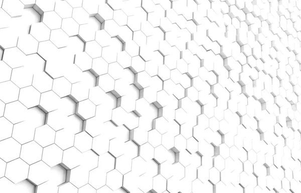 White hexagon 3D background texture. 3d rendering illustration. Futuristic abstract banner.