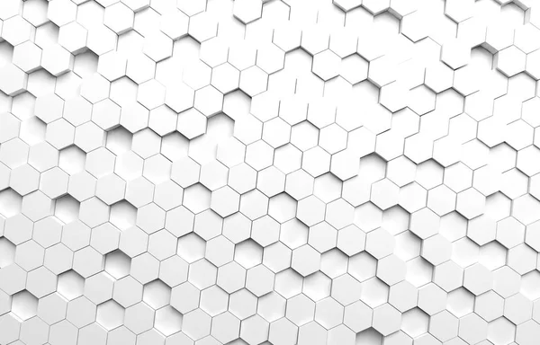 白色六角3D 背景纹理 渲染插图 未来主义抽象横幅 — 图库照片
