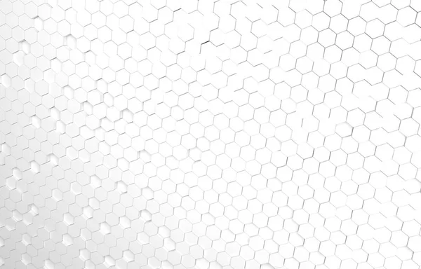 White hexagon 3D background texture. 3d rendering illustration. Futuristic abstract banner.