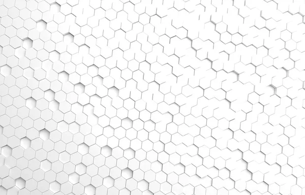 White hexagon 3D background texture. 3d rendering illustration. Futuristic abstract banner.