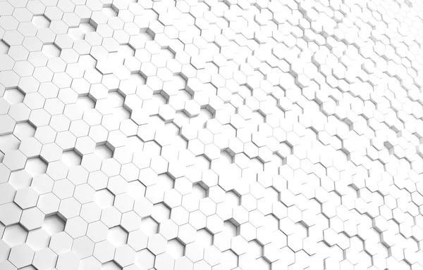 White hexagon 3D background texture. 3d rendering illustration. Futuristic abstract banner.