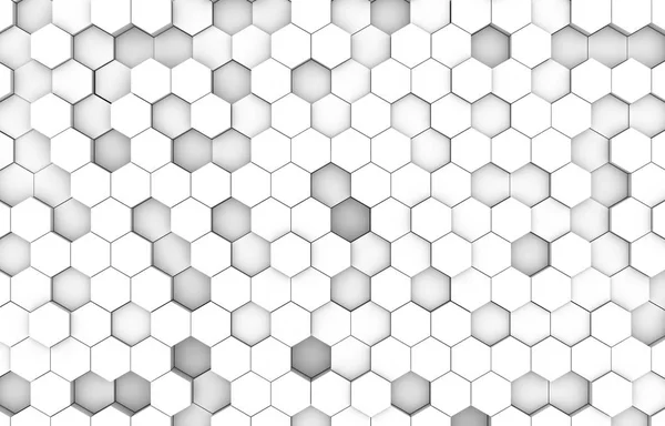 白い六角形 の背景のテクスチャです レンダリング図 未来的な抽象的なバナー — ストック写真