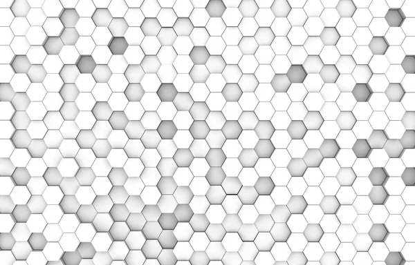 白い六角形 の背景のテクスチャです レンダリング図 未来的な抽象的なバナー — ストック写真