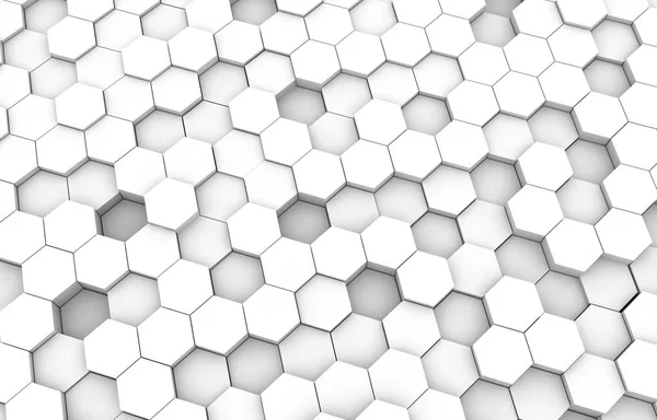 White Hexagon Background Texture Rendering Illustration Futuristic Abstract Banner — Stock Photo, Image