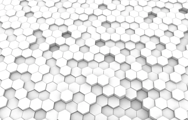 Vitt Hexagon Bakgrundsstruktur Rendering Illustration Futuristiska Abstrakt Banner — Stockfoto