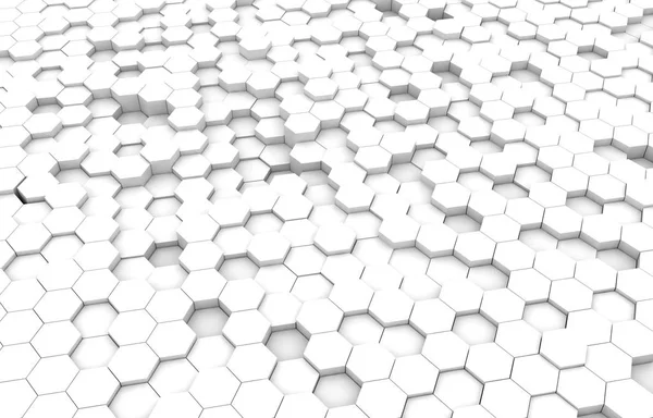 White hexagon 3D background texture. 3d rendering illustration. Futuristic abstract banner.