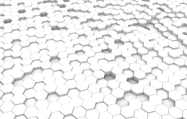 White hexagon 3D background texture. 3d rendering illustration. Futuristic abstract banner.