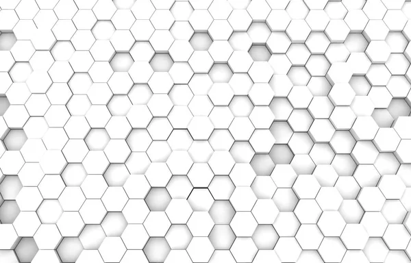 White hexagon 3D background texture. 3d rendering illustration. Futuristic abstract banner.