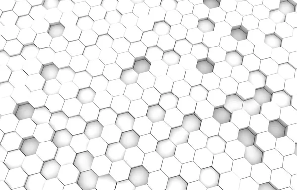 White hexagon 3D background texture. 3d rendering illustration. Futuristic abstract banner.