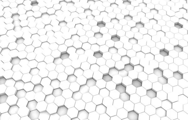 White hexagon 3D background texture. 3d rendering illustration. Futuristic abstract banner.