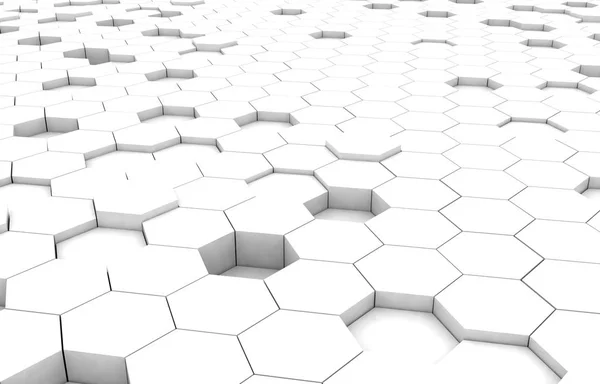 White hexagon 3D background texture. 3d rendering illustration. Futuristic abstract banner.