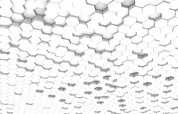 White hexagon 3D background texture. 3d rendering illustration. Futuristic abstract banner.