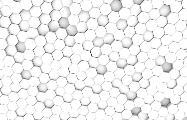 White Hexagon Background Texture Rendering Illustration Futuristic Abstract Banner — Stock Photo, Image