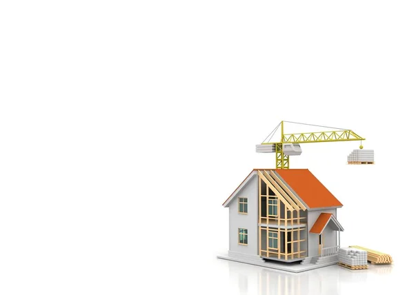 Render Illüstrasyon Üstüne Açık Evi Planları Belgeleri Vinç Mortgage Hesaplama — Stok fotoğraf