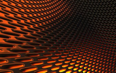 Metal kafes grild. 3D render arka planda yüksek çözünürlüklü soyut. turuncu ışık ile siyah karbon kılavuzunun 3D render.