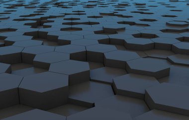 Duo sesi altıgen 3d arka plan doku. 3D render illüstrasyon. Fütüristik arka plan.