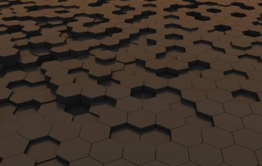 Duo sesi altıgen 3d arka plan doku. 3D render illüstrasyon. Fütüristik arka plan.