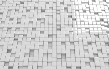 Beyaz küpleri 3d render soyut geometrik şekil. Fütüristik moda parlak arka plan.