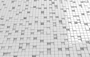 Beyaz küpleri 3d render soyut geometrik şekil. Fütüristik moda parlak arka plan.