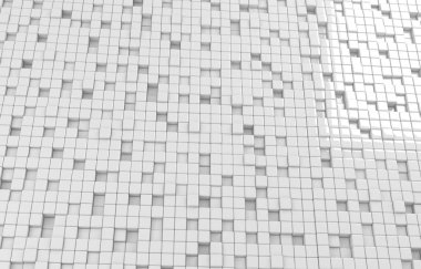 Beyaz küpleri 3d render soyut geometrik şekil. Fütüristik moda parlak arka plan.
