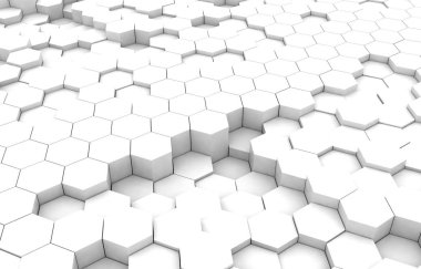 Duo sesi altıgen 3d arka plan doku. 3D render illüstrasyon. Fütüristik arka plan.
