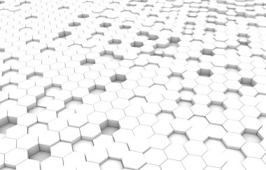 Duo sesi altıgen 3d arka plan doku. 3D render illüstrasyon. Fütüristik arka plan.
