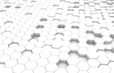 Duo sesi altıgen 3d arka plan doku. 3D render illüstrasyon. Fütüristik arka plan.