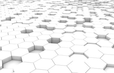 Duo sesi altıgen 3d arka plan doku. 3D render illüstrasyon. Fütüristik arka plan.