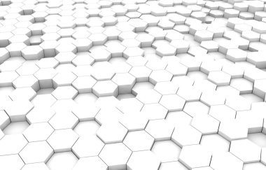 Duo sesi altıgen 3d arka plan doku. 3D render illüstrasyon. Fütüristik arka plan.