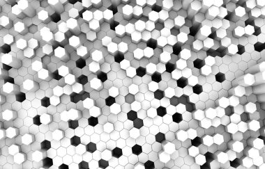 Duo sesi altıgen 3d arka plan doku. 3D render illüstrasyon. Fütüristik arka plan.