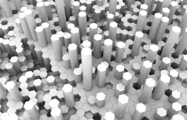 Duo sesi altıgen 3d arka plan doku. 3D render illüstrasyon. Fütüristik arka plan.