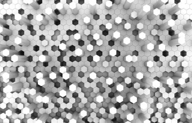 Duo sesi altıgen 3d arka plan doku. 3D render illüstrasyon. Fütüristik arka plan.