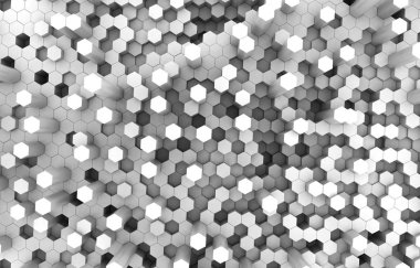 Duo sesi altıgen 3d arka plan doku. 3D render illüstrasyon. Fütüristik arka plan.