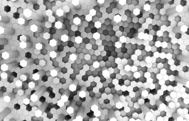 Duo sesi altıgen 3d arka plan doku. 3D render illüstrasyon. Fütüristik arka plan.