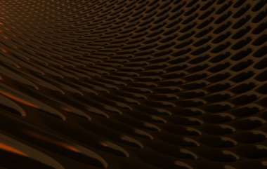 Metal kafes grild. 3D render arka planda yüksek çözünürlüklü soyut. turuncu ışık ile siyah karbon kılavuzunun 3D render.